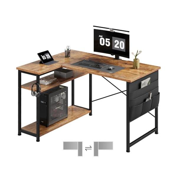 レトロビンテージ/幅99CM/SZ125-126・Size:幅99CMColor:ビンテージ・【棚は左右に取り替えがきく】L字型の棚の左右も切り替え自由なので、様々なシーンにあわせます。サイドの収納袋の位置もL字型の本棚の位置に合わせて変え...