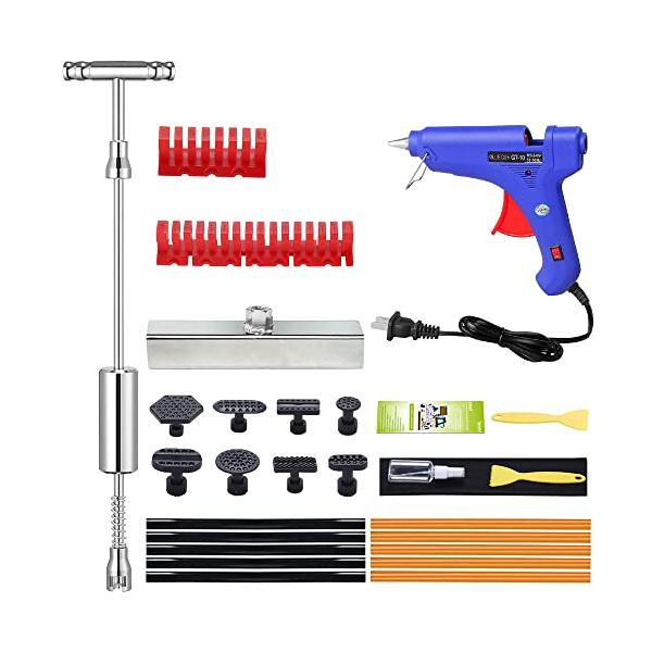 他サイト： Manelord デントリペアツール 車の凹み直し Tバー スライドハンマー 車補修 引っ張り工具 DIY修理工具 (26セット)の商品画像