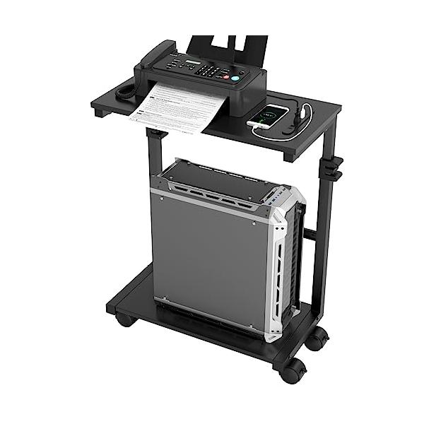 2 段・ブラック  ・無段階での高さ調節が可能なパソコンラック：コンピュータータワーの高さは、62.5 から 93CM まで調整可能です、オフィス環境に完璧にフィットし、メインデスクと高さを揃えて並べれば、作業スペースを拡張できます！・効率...