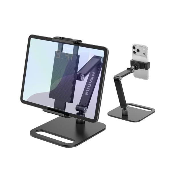 他サイト： KUUVAN タブレット スタンド 卓上 iPad アーム アルミ製 4.7-17.3インチ対応 耐荷重1.5キロ 金属ジョイント スマホ俯瞰撮の商品画像
