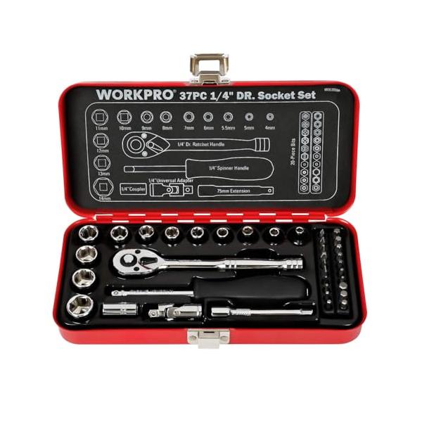他サイト： WORKPRO ソケットレンチセット ガレージツールセット ラチェットレンチ 差込角6.35mm（1/4インチ） クイックリリースラチェットハンの商品画像