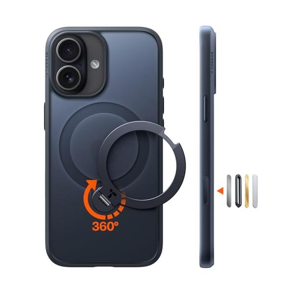TORRAS iPhone 17 用 ケース多機能一体・360°新定点回転スタント? Magsafe対応 【Ostand Q3 Spin】高