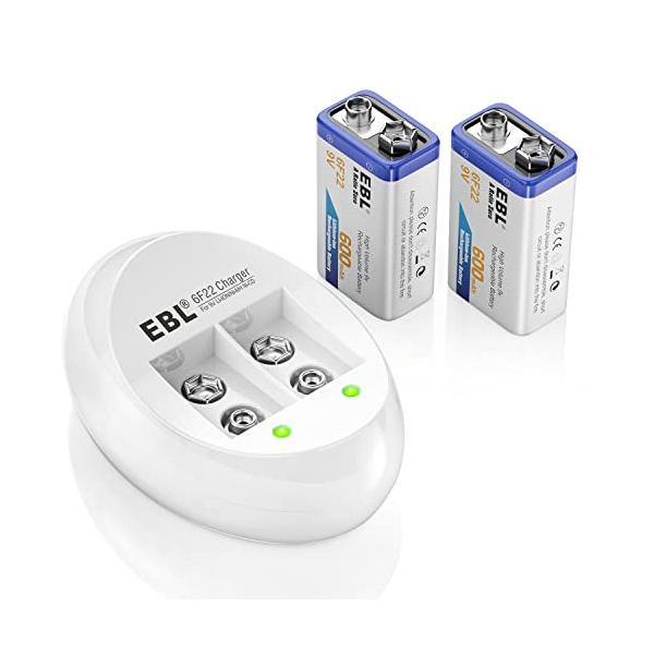 ・ 9V充電器+9V電池*2 EB-641581612JP・・Size:9V充電器+9V電池*2・【9v 電池】充電式９Ｖ電池2個 交換用便利 容量：600mAh 長期保管：1年放置しても約85％の容量を維持します。1200回の充電を繰り返...