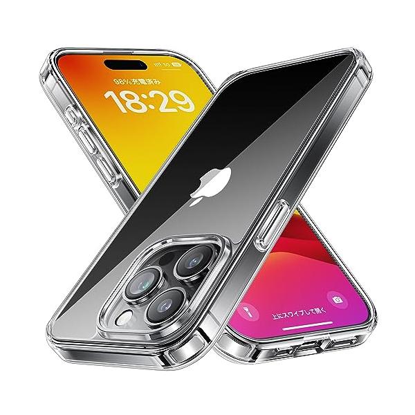 NIMASO ケース iPhone15Pro用 クリア ケース 黄変防止 耐衝撃 米軍MIL規格 SGS認証 PC背面 傷つけ防止 バンパー ワ