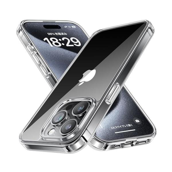 NIMASO ケース iPhone15ProMax用 クリア 保護ケース 黄変防止 耐衝撃 米軍MIL規格 SGS認証 PC背面 傷つけ防止 薄