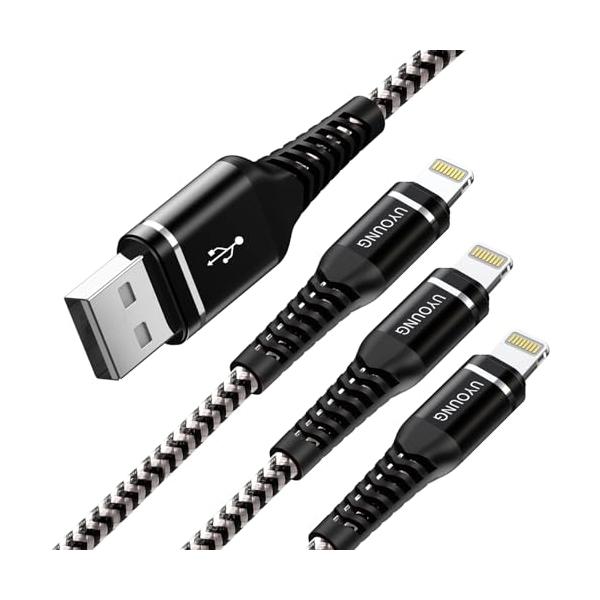 UYOUNG ライトニングケーブル 2M iPhone 充電ケーブル 3本セット