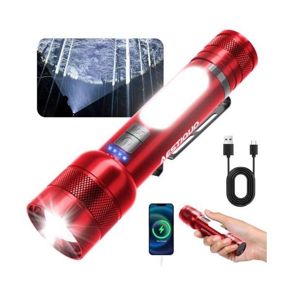 AESTIQUO 超高輝度 懐中電灯 25000ルーメン 小型 COB作業灯付き 9
