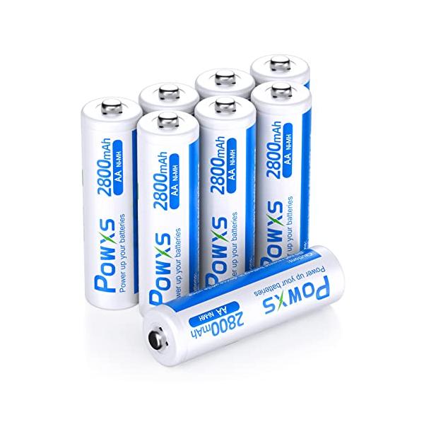 POWXS 単3電池 充電式 ニッケル水素 単三電池 2800mAh 約1200回使用可能 8本入り 低自己放電 液漏れ防止 充電池 単3 単3