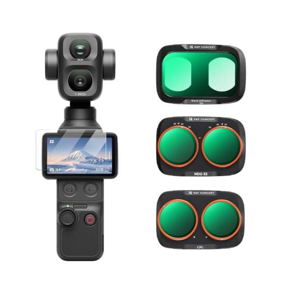 KF CONCEPT Pocket 4 Pro��p �t�B���^�[ 3�_�Z�b�gCPL�{�u���b�N�~�X�g1/4�{��ND2-32 ���i�摜