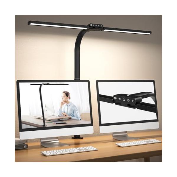 24W アップグレードブラック/-/-・Style:24W アップグレード・【広幅双頭デザイン】この強力なLEDクランプ式デスクライトは、77cmの超広幅デュアルライトバーを採用し、最大高さ77cm、最大輝度1800ルーメンで、広いデスク全...
