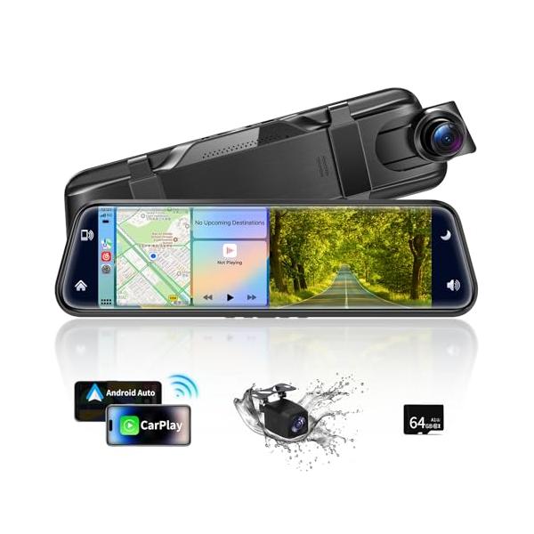 ドライブレコーダー ミラー型 ワイヤレスCarplay Android Auto対応 10