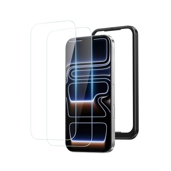 NIMASO ガラスフィルム iPhone 17 Pro 用 強化ガラス 液晶 保護フィルム 耐衝撃 高透過率 指紋防止 貼りやすい ガイド枠付