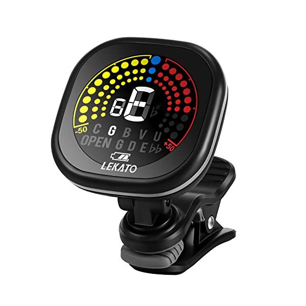 他サイト： ギターチューナー 充電式 ギター/ベース用 クリップチューナー LEKATO スナップオンLED カラーディスプレイ 日常の練習に最適の商品画像