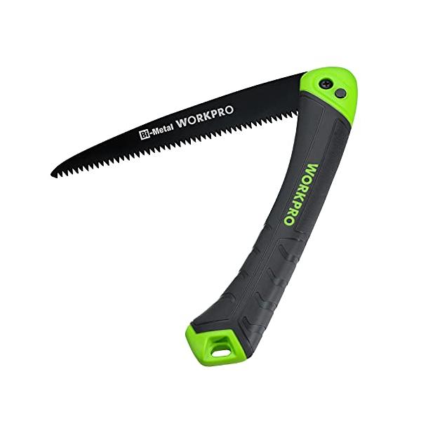 他サイト： WORKPRO 折込のこぎり ノコギリ 刃渡り180mm 三面歯先 エラストマ樹脂グリップ 安全ロックボタン付き キャンプ 木工 園芸用のこぎりの商品画像