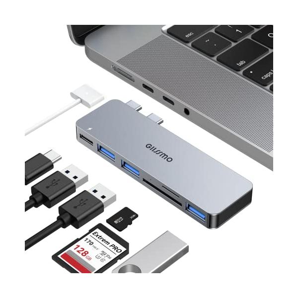 ・Gray(Short)  4602・・Color:Gray(Short)・【多機能6-IN-2 USB-Cハブ】GIISSMO 6in2 Macbook専用ハブにはPD充電対応のUSB Type Cポート×1、 Micro SDスロット×...