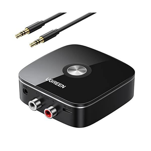 モダン・ブラック///ホワイト 3.5mm+2RCA 付き 30445・【手軽にAV機器を無線化】：Bluetooth5.0テクノロジー+EDR仕様、既存のオーディオをbluetooth経由でワイヤレス化に変換できるブルートゥースレシーバー...
