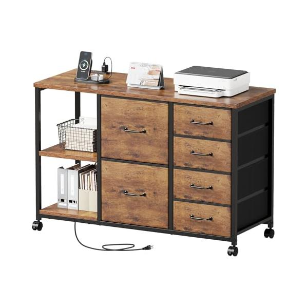 Maihail サイドキャビネット デスクワゴン 布製 袖机 層板付き サイド