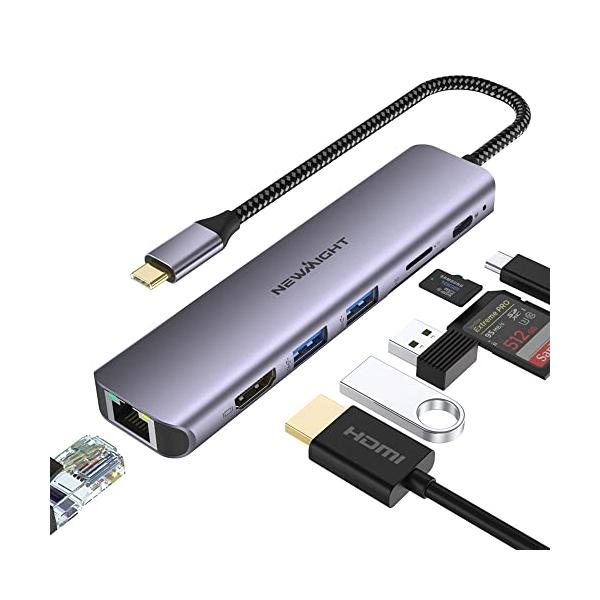 他サイト： USB C ハブ 7-in-1アダプタ lan hdmi type-c ドッキングステーション ギガビットイーサネット Type-C PD 10の商品画像