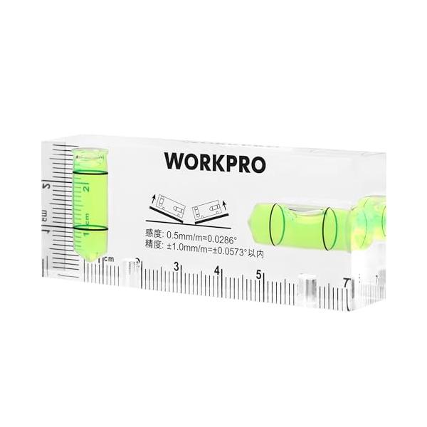 他サイト： WORKPRO ミニレベル ミニ水平器 クリスタルレベル 水準器 アクリルチューブ バブルレベル 6面測定 マグネット付 水平気泡管 垂直気泡管の商品画像