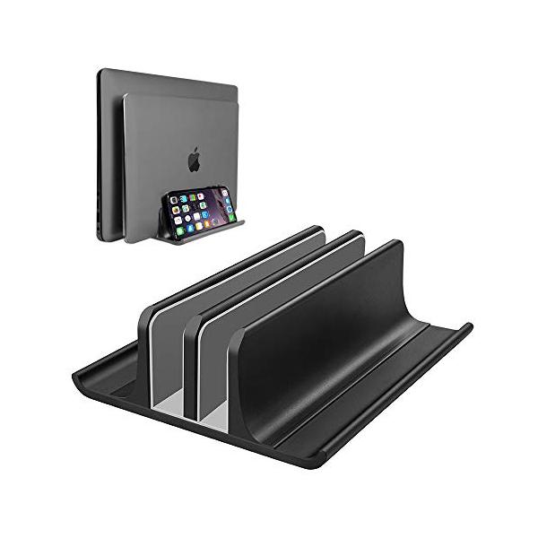 他サイト： VAYDEER ノートパソコン スタンド PCスタンド 縦置き ２台 収納 ホルダー幅調整可能 アルミ合金素材 タブレット/ipad/Mac mの商品画像