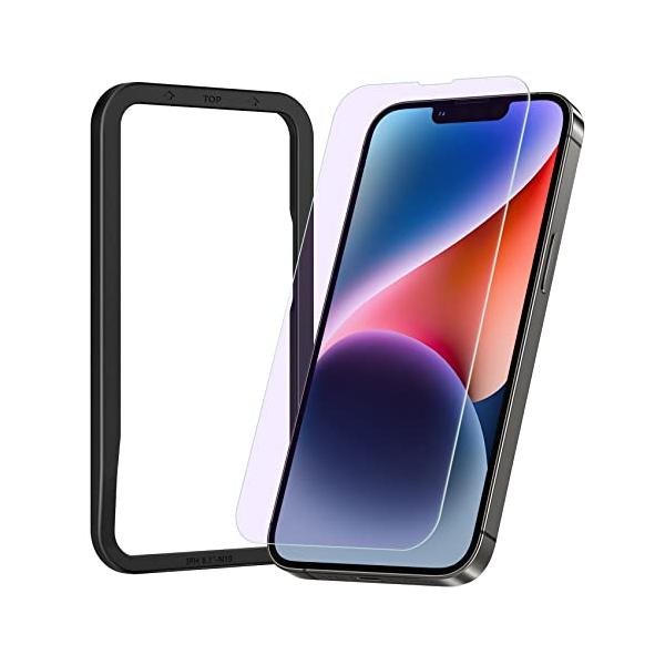 NIMASO ブルーライトカット iPhone 14 用 ガラスフィルム 保護