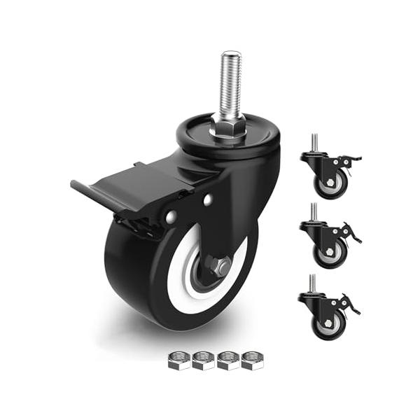 【許容荷重】:280kg 車輪径:50mm 車輪幅:23mm 取付高:70mm ねじ径:6ｍｍ ねじ長:25ｍｍ・【梱包内容】：M6キャスター＊4 、ナット＊4・【幅広い用途】Zalslei スイベル キャスター、ブレーキ付き、移動またはロ...