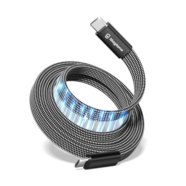 Magtame タイプcケーブル フラット平形 磁石自動収納 240W/5A急速充電