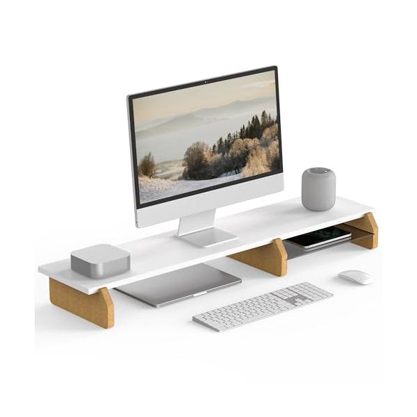 ・ホワイト 幅108cm ・・Color:ホワイトSize:幅108cm・【使用用途による2段ラック・収納便利】モニター下の空間を種類ごとに収納スペースを仕切られていて、大き目のスペースにはキーボードやマウスなど周辺機器、タブレットなどすっ...