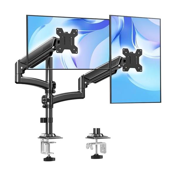 ブラック/2画面/-・【2画面モニター】軽い力で上下・左右・前後に調整可能。デスクワーク中でも頻繁に画面位置を変えたい方に最適。耐荷重2〜10kg、32インチまでのモニターに対応。VESA規格75mm/100mm準拠。・【多角度調整】チルト...