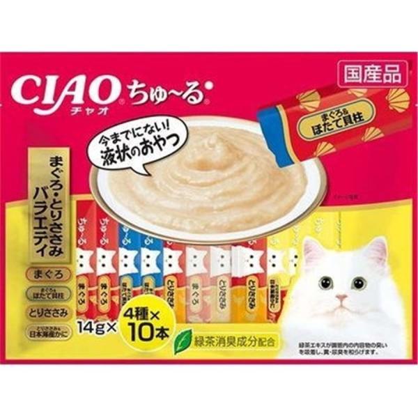 他サイト： 【送料無料、メール便・定形外郵便、同梱不可】 チャオ CIAO 猫用 ちゅ〜る まぐろ・とりささみバラエティ 40本入り 14g×40本 期限2026.3以降の商品画像
