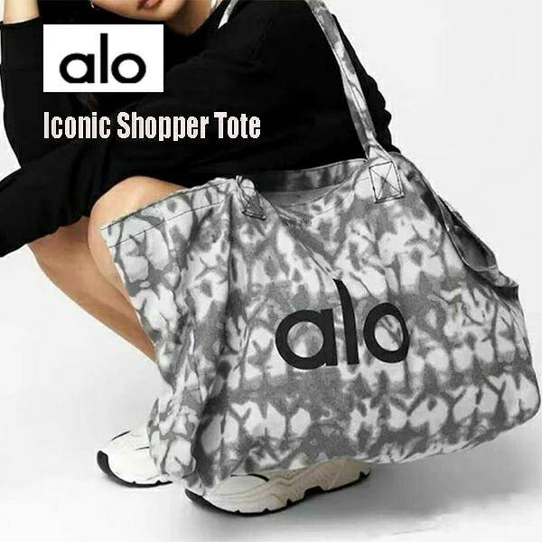 alo Yoga バッグ トートバッグ alo バッグ ショルダーバッグ アイコニックショッパートート バッグ グレー ダイダイ キャンバスバック aloロゴ 普段使い用