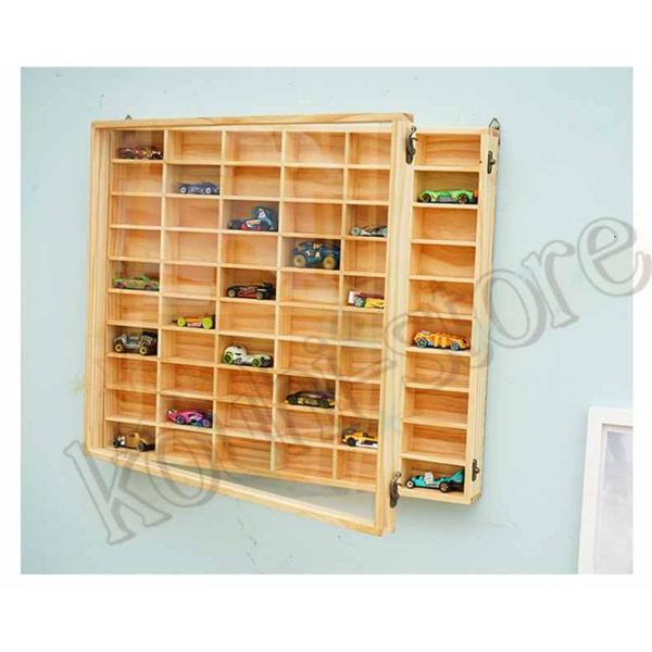 ミニカーケース ミニカー 収納 あり 木製 コレクションケース ロングミニカー おもちゃ ディスプレイ ショーケース ホットウィール収納