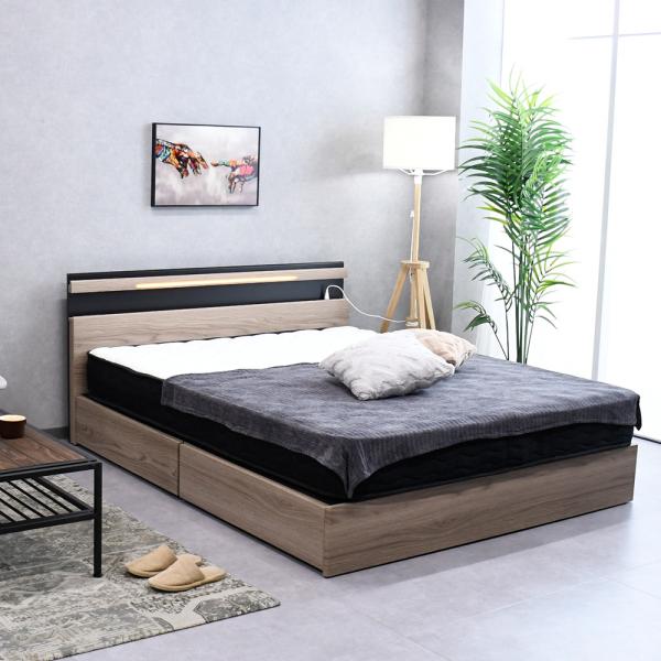 クイーンベッド 収納付き 北欧 フレーム クイーンサイズ 木製 モダン
