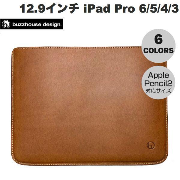 buzzhouse design 12.9インチ iPad Pro M2 第6世代 M1 第5 4 3世代 ハンドメイドレザーケース Apple Pencil 2 対応サイズ   bh-iPad12-2018-P-BR