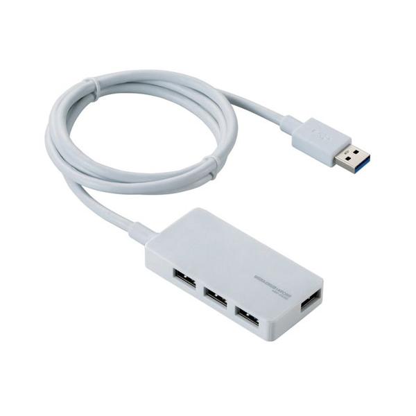 エレコム ELECOM USB 3.0対応 ACアダプタ付き 4ポートUSBハブ ホワイト U3H-A408SWH