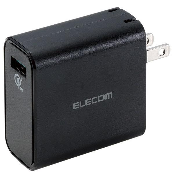 GR ELECOM X}[gtHE^ubgpAC[d / QuickCharge3.0Ή / USB1|[g / 18W ubN MPA-ACUQ01BK lR|Xs