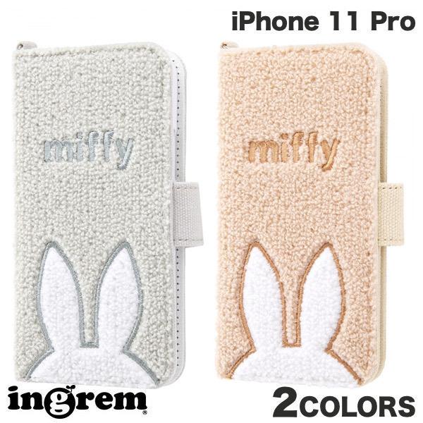 ingrem iPhone 11 Pro ミッフィー サガラ刺繍 手帳型ケース 帆布  イングレム
