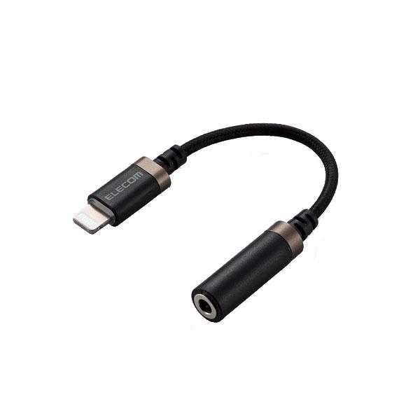 エレコム ELECOM Lightning-3.5mm 4極ステレオミニジャック 変換ケーブル 高耐久 ブラック MPA-L35S01BK