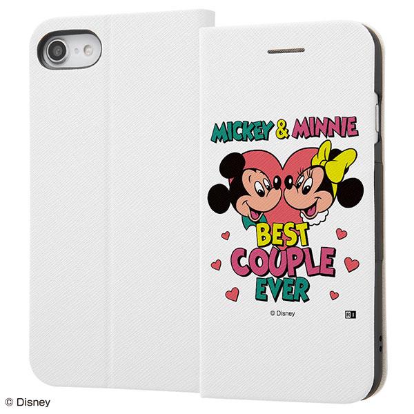ingrem イングレム iPhone SE 第3世代 / SE 第2世代 / 8 / 7 ディズニーキャラクター 手帳型ケース マグネットタイプ レトロ Best Couple