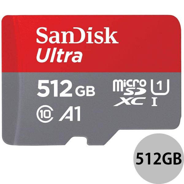 SanDisk サンディスク Ultra 512GB MicroSDXC UHS1 Class10 100MB/s アダブタ付 A1対応 海外パッケージ品 SDSQUAR-512G-GN6MA