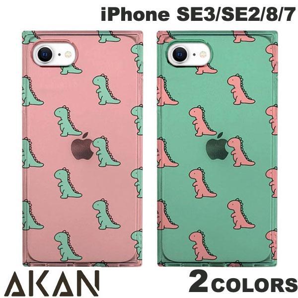 AKAN iPhone SE 第3世代 / SE 第2世代 / 8 / 7 ソフト スクエアケース ダイナソーパターン  エイカン