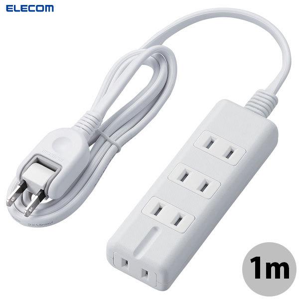 �G���R�� ELECOM ���͎��Εt �d���^�b�v 4����3�s��1 1m �z���C�g T-KM01-2410WH