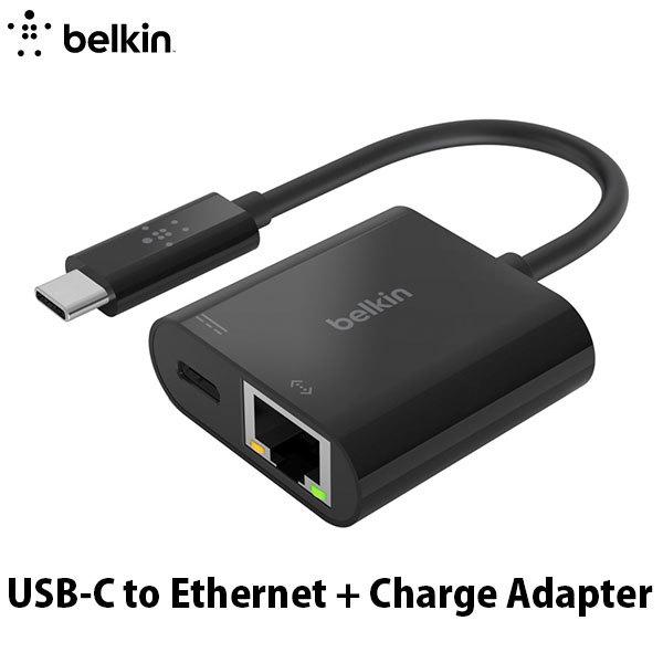 BELKIN ベルキン USB-C to LANポート Gigabit Ethernet + USB-C 60W PD対応 変換アダプタ INC001btBK