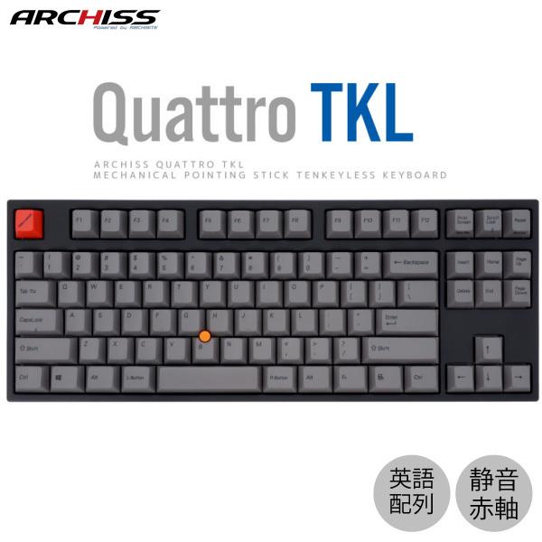 ARCHISS アーキス Quattro TKL 英語配列 89キー メカニカル テンキーレス キーボード CHERRY MX 静音赤軸 昇華印字 黒/グレイ