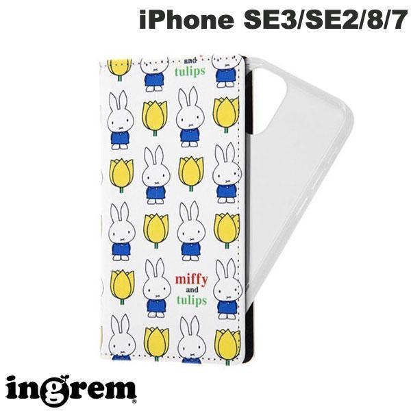 ingrem イングレム iPhone SE 第3世代 / SE 第2世代 / 8 / 7 ミッフィー 手帳型 FLEX CASE tulips 総柄 IJ-BP24CC2FXSS/MF31