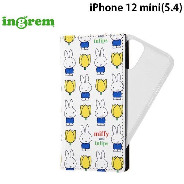 ingrem イングレム iPhone 12 mini ミッフィー 手帳型 FLEX CASE tulips 総柄 IJ-BP26CC2FXSS/MF31