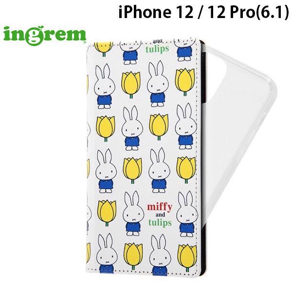 ingrem イングレム iPhone 12 / 12 Pro ミッフィー 手帳型 FLEX CASE tulips 総柄 IJ-BP27CC2FXM/MF31