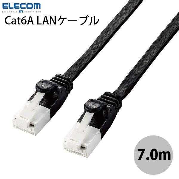 �G���R�� ELECOM �c���܂�h�~ CAT6A �t���b�g LAN�P�[�u�� 7.0m �u���b�N LD-GFAT/BK70