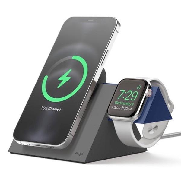 elago エラゴ MS5 CHARGING STAND MagSafe対応 Apple Watch 充電スタンド Dark Grey+Jean Indigo EL_MWCSTSCE5_DG