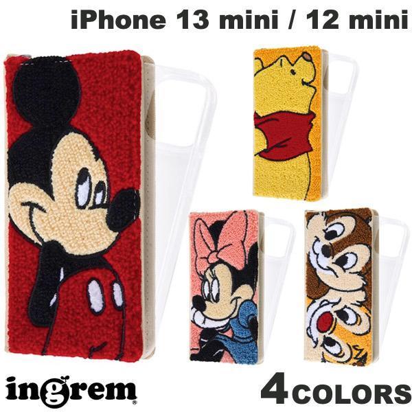 ingrem iPhone 13 mini / 12 mini ディズニーキャラクター 手帳型 FLEX CASE  サガラ刺繍  イングレム